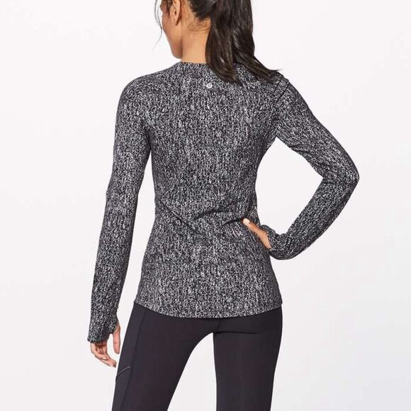 Lululemon Extra Mile Long Sleeve Athletic Running Top Black White Size 6 - Picture 2 of 11